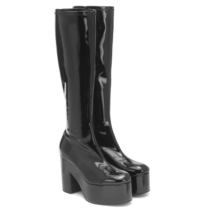 Dries Van Noten Patent Leather Platform Boots In Black