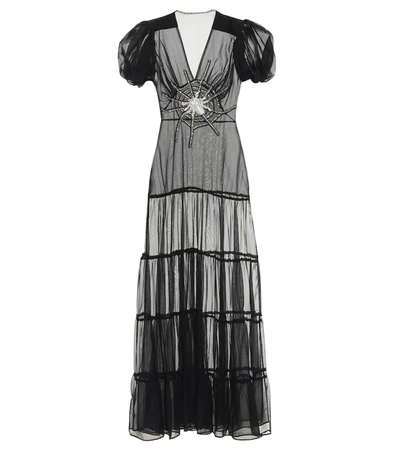 Rodarte Embellished Silk Gown In Black