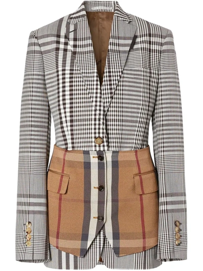 Burberry Basque Detail Tailored Jacket In Brown