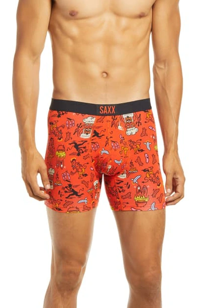 Saxx Vibe Peace Sign Boxer Briefs In Red Halloweenie
