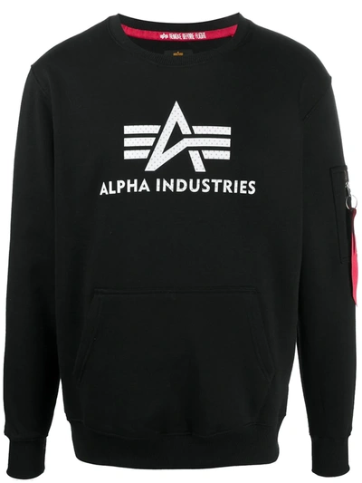 Alpha Industries Logo Cotton Sweatshirt In Black