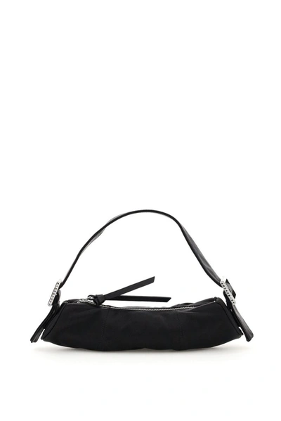 By Far Kubi Satin Top Handle Bag In Black