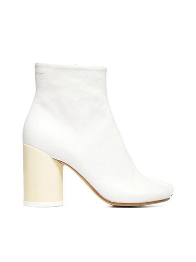 Mm6 Maison Margiela Block Heel Ankle Boots In White