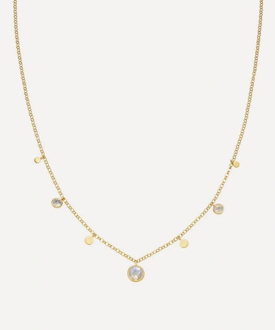 Astley Clarke Gold Plated Vermeil Silver Stilla Droplet Rainbow Moonstone Pendant Necklace