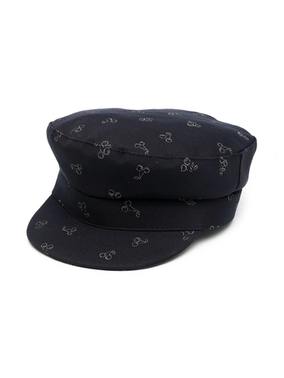 Bonpoint Kids' Navy All Over Cherry Cap In Blue
