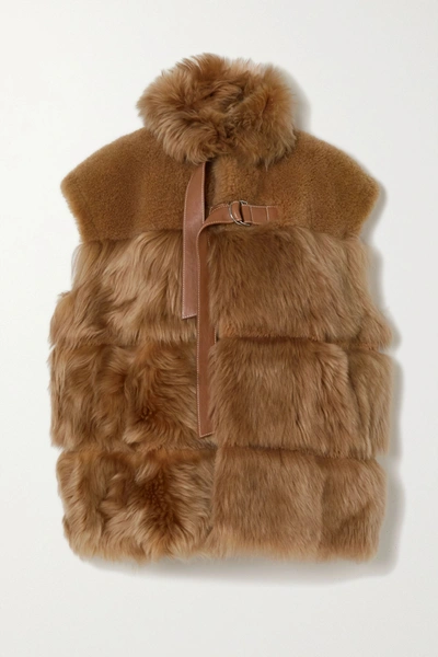 Chloé Leather-trimmed Shearling Vest In Brown