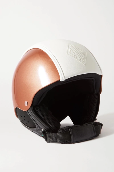 Chloé + Fusalp Embroidered Leather-paneled Ski Helmet In Metallic