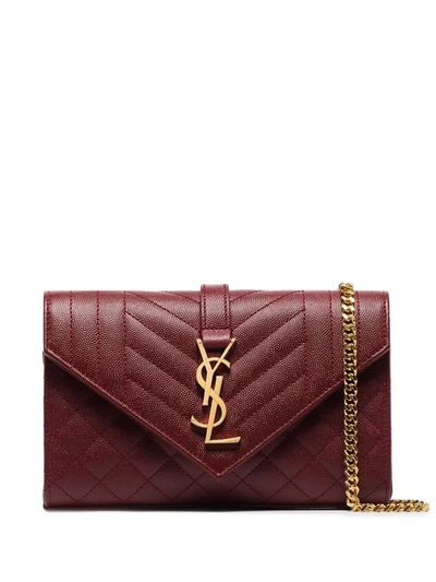 Saint Laurent Red Small Envelope Leather Shoulder Bag