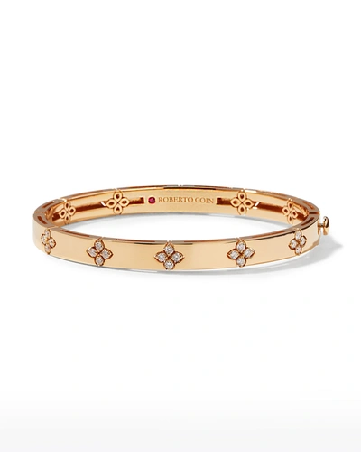 Roberto Coin 18k Rose Gold Love In Verona Diamond Flower Bangle Bracelet