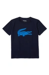 Lacoste Boys' Crocodile Logo Graphic Tee - Little Kid, Big Kid In Blue