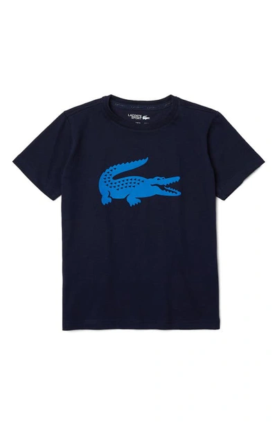 Lacoste Boys' Crocodile Logo Graphic Tee - Little Kid, Big Kid In Navy Blue/ Ultramarine
