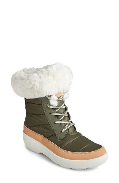 Sperry Women's Bearing Plushwave Boots Women's Shoes In Olive/ Tan Fabric