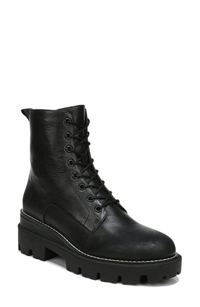 Sam Edelman Garret Lug-sole Leather Combat Boots In Black/ Black
