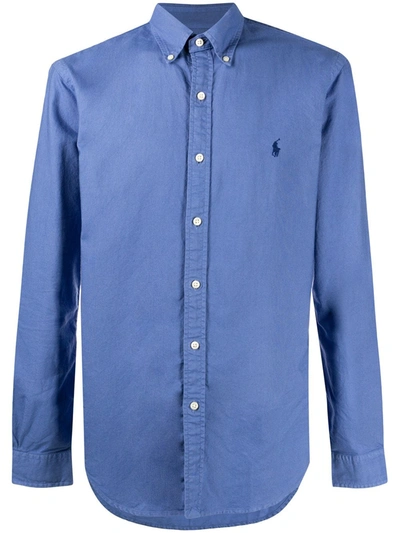 Polo Ralph Lauren Logo-embroidered Long Sleeve Shirt In Blue
