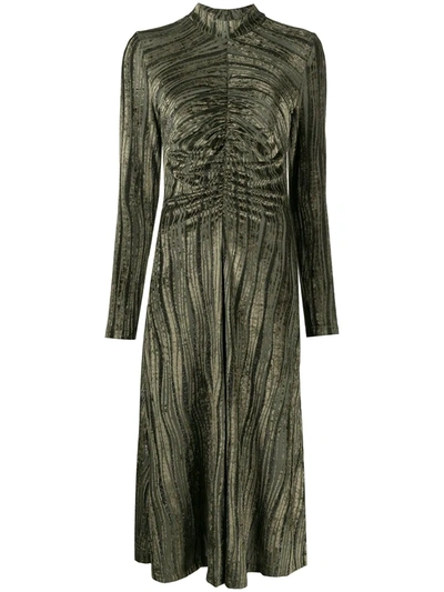 Stine Goya Asher Velvet Midi Dress In Green