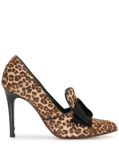 Pre-owned Lanvin Leopard Pointed Pumps In Brown