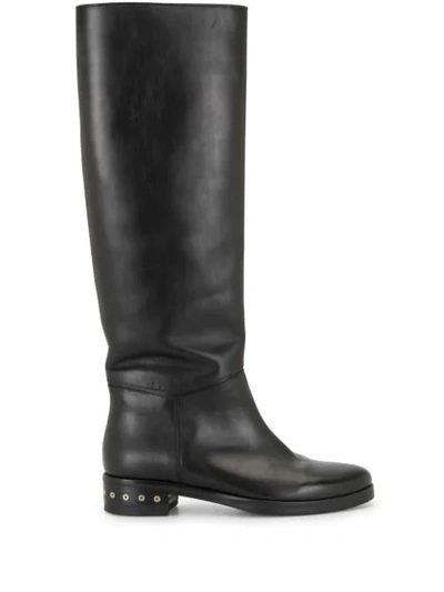 Pre-owned Lanvin Eyelet Detailing Knee-high Boots In Black