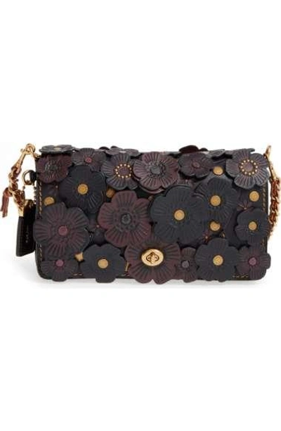 Coach dinky Flower Appliqu Leather Crossbody Bag In Black Multi