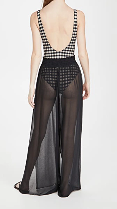 Ramy Brook Athena Textured Swim Cover-up Pants In Black