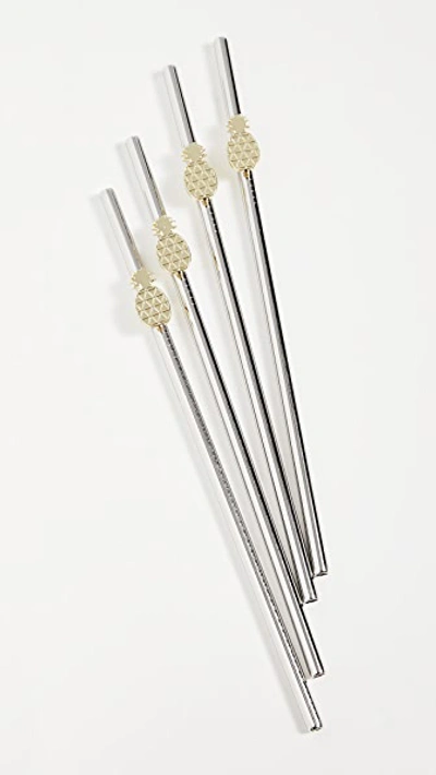Shopbop Home Shopbop @home Set Of 4 Pineapple Straws In Gold