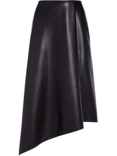Alice And Olivia Jayla Asymmetrical Faux Leather Skirt In Black