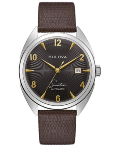 Bulova Men's Frank Sinatra Automatic Brown Leather Strap Watch 39mm In Silverone
