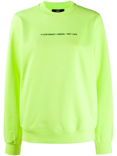 Diesel Sweatshirt In Copyright Cotton In Green
