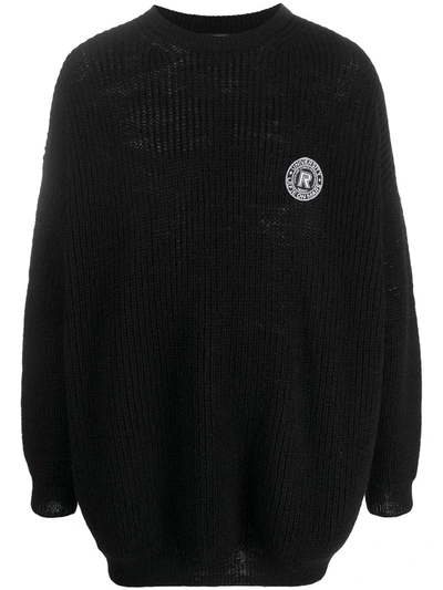 Raf Simons Knitted Logo Patch Jumper In Black