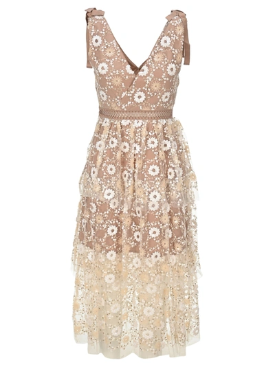 self portrait gold tiered dress SHINE BRIGHT RHINESTONE MESH MINI DRESS IN ROSE GOLD – AKIRA main image 1