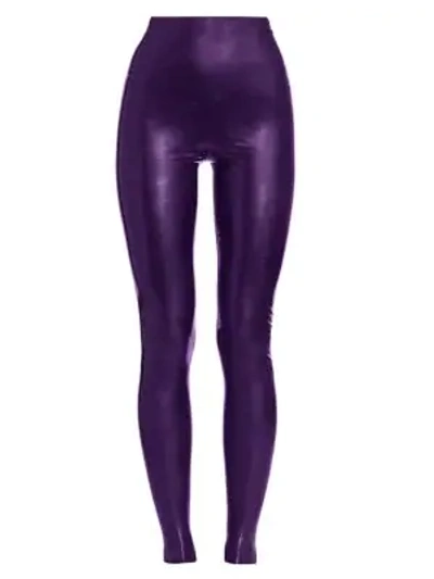 Saint Laurent Women's Latex Leggings In Purple