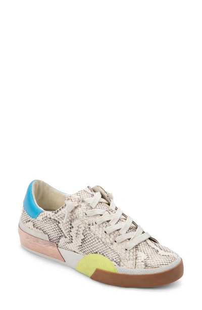 Dolce Vita Women's Zina Low Top Sneakers In Bone Multi Snake Print Leather