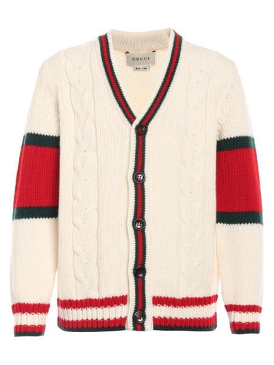 Gucci Kids' Ivory Cable Knit Cardigan In White