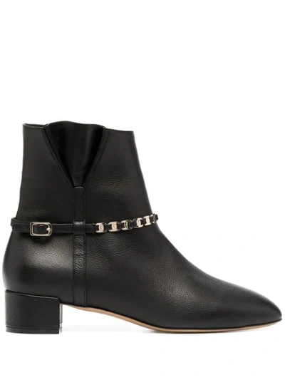 Ferragamo Women's Tino Embellished Leather Ankle Boots In Nero