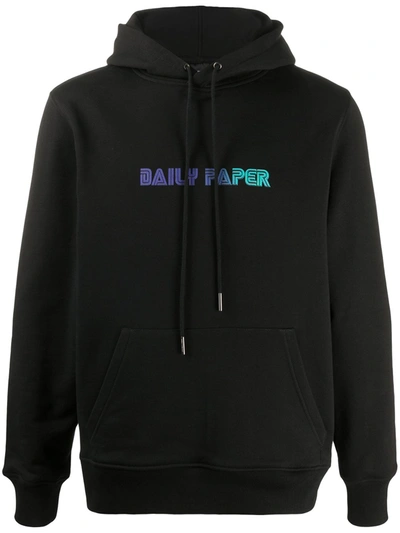 Daily Paper Logo Print Cotton Hoodie In Black