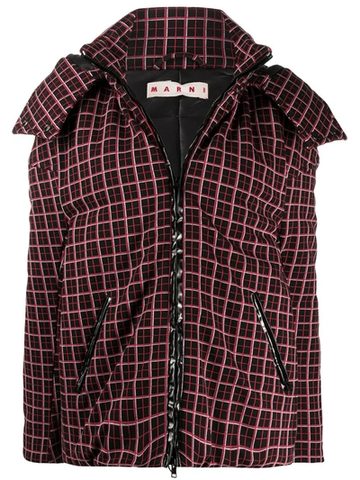 Marni Oversized Checkered Puffer Jacket In Black