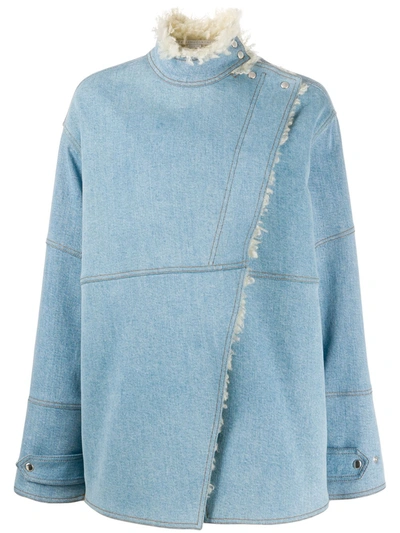 Stella Mccartney Olive Shearling Lined Denim Jacket In Blue