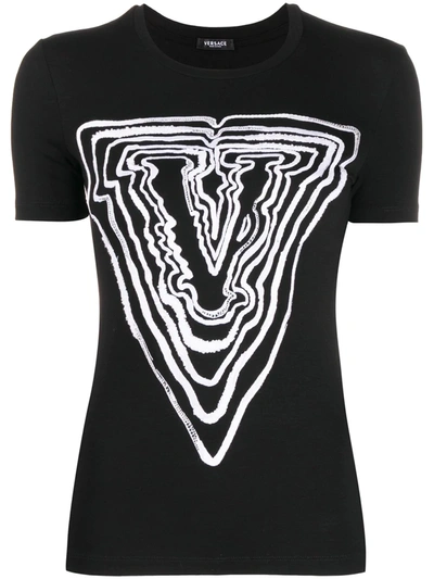 Versace V-motif T-shirt In Black