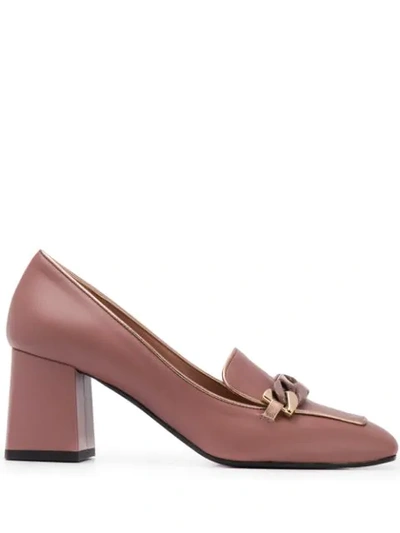 Pollini Chain-trim Mid-heel Pumps In Pink