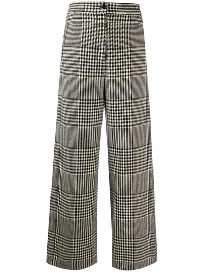 Mm6 Maison Margiela Black & White Check Wide-leg Trousers