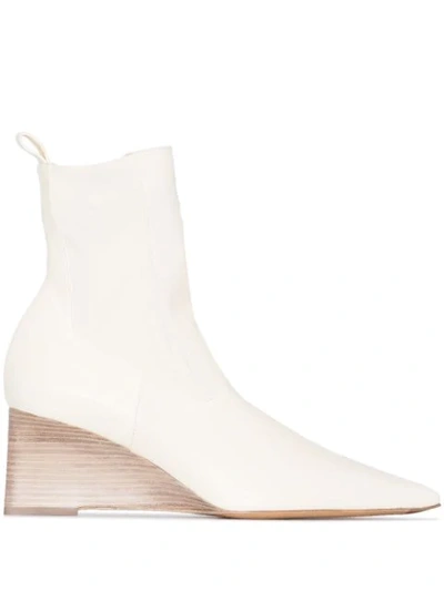 Jil Sander Neutrals Neutral 65 Leather Wedge Ankle Boots