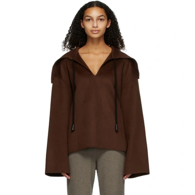 Nanushka Cape-effect Wool And Silk-blend Jacket In Brown