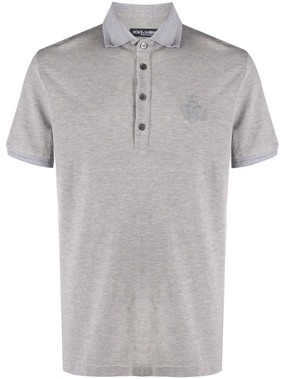 Dolce & Gabbana Embroidered Dg Logo Polo Shirt In Grey