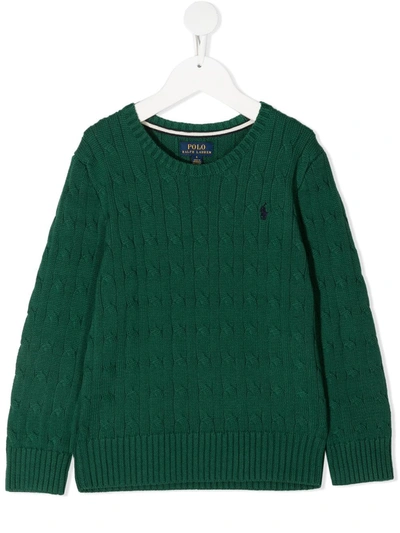 Ralph Lauren Kids' Long-sleeved Embroidered Logo Jumper In Green
