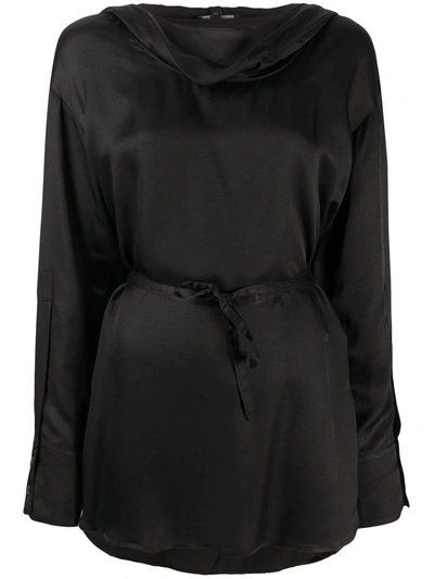 Ann Demeulemeester Draped Silk-blend Blouse In Black
