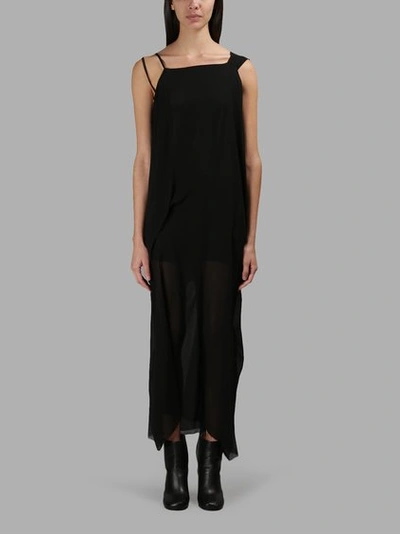 Isabel Benenato Black Asymmetric Silk Dress