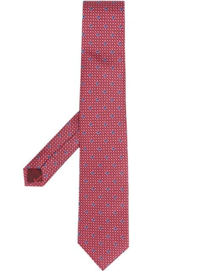 Ferragamo Gancini Motif Pointed-tip Tie In Red