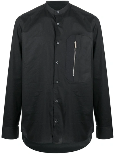 Les Hommes Zip-detail Button-up Shirt In Black