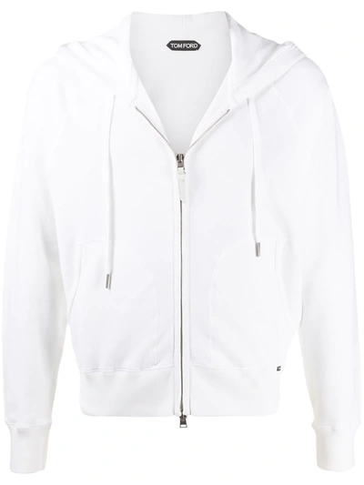 Tom Ford Zip-up Cotton Hoodie In White