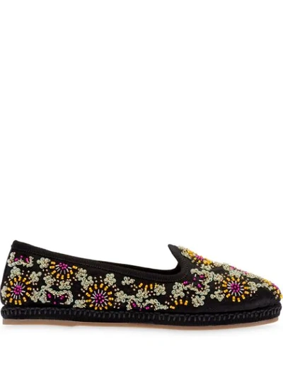 Miu Miu Beaded Slippers In Black