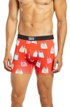 Saxx Vibe Peace Sign Boxer Briefs In Red No Thank You